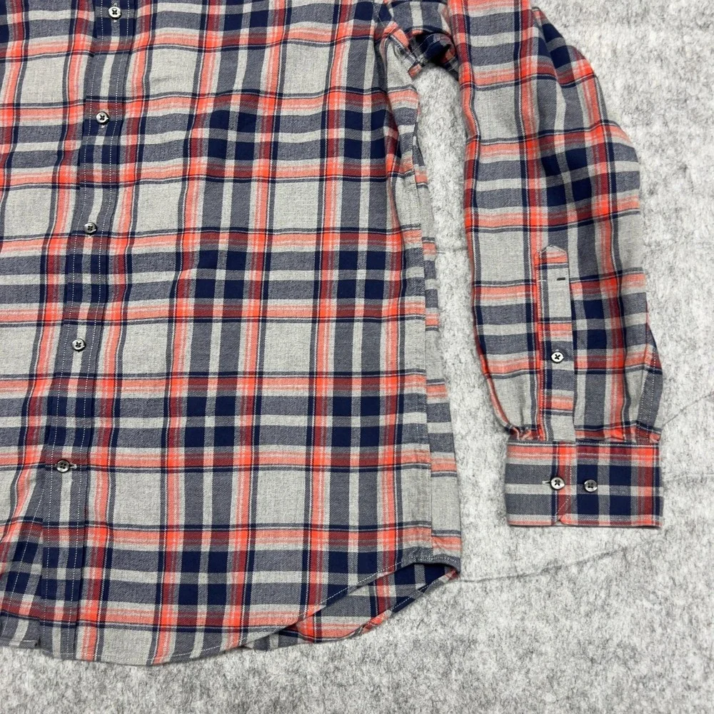 Banana Republic Shirt Mens Large Gray Red Plaid Button Up Casual Preppy Career